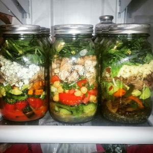 (L-R) Kickin' Buffalo Chicken Salad, Protein Packed Detox Salad, Carnita Fajita Salad